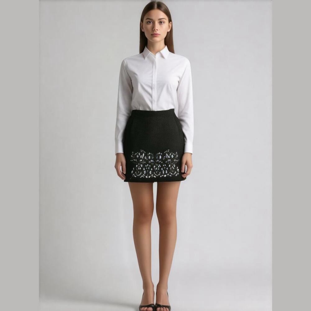 Worthington Womens Skirt Size 8 Black Cut Out Pencil Lasercut NEW